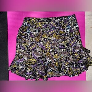 Zara Black and Purple Ruffled Mini Skirt